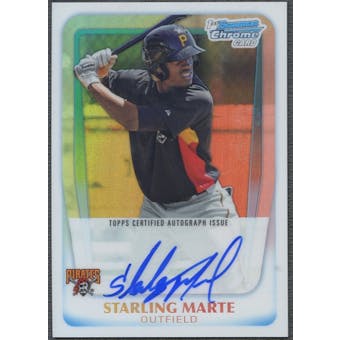 2011 Bowman Chrome Prospect #BCP178 Starling Marte Rookie Refractor Auto #378/500