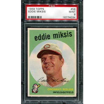 1959 Topps Baseball #58 Eddie Miksis PSA 9 (MINT) *4034