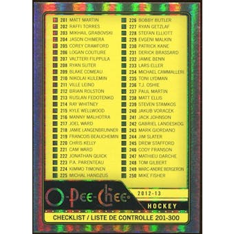 2012/13 Upper Deck O-Pee-Chee Rainbow #498 Checklist