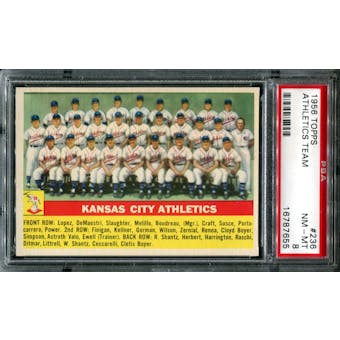 1956 Topps Baseball #236 Kansas City Athletics Team PSA 8 (NM-MT) *7655