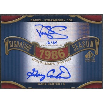 2012 SP Signature #86WS2 Gary Carter Darryl Strawberry Signature Season Signatures Dual Auto #16/34