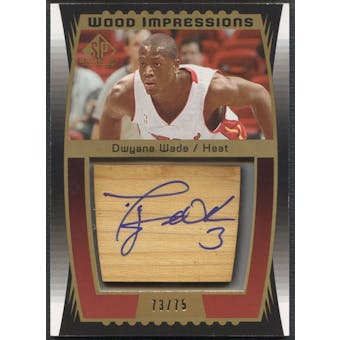 2004/05 SP Game Used #DW Dwyane Wade Wood Impressions Floor Auto #73/75