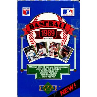 1989 Upper Deck Low # Baseball Wax Box (EX Box - Mint Packs)
