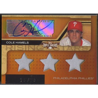 2008 Topps Triple Threads #199 Cole Hamels Sepia Jersey Auto #73/75
