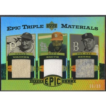 2006 Upper Deck Epic #WSR Honus Wagner, Ozzie Smith, & Pee Wee Reese Triple Materials Jersey #36/99