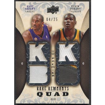 2008/09 Upper Deck Premier #RR4BD Kobe Bryant & Kevin Durant Rare Remnants Quad Patch #04/25