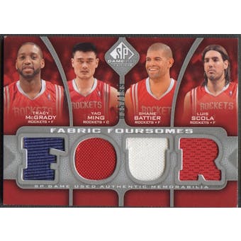 2009/10 SP Game Used #F4MBMS Tracy McGrady, Shane Battier, Yao Ming, & Luis Scola Jersey #035/199
