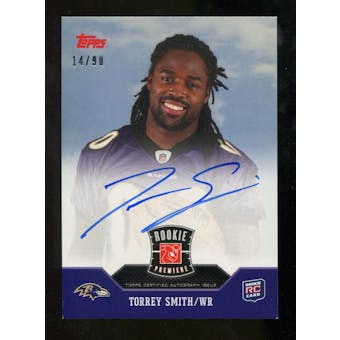 2011 Topps Rookie Premiere Autographs #RPTS Torrey Smith RC 14/90