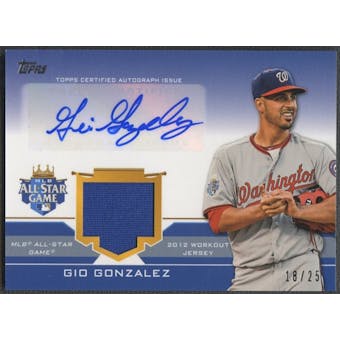 2012 Topps Update # GG Gio Gonzalez All-Star Stitches Jersey Auto #18/25