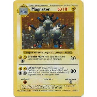 Pokemon Base Set 1 Single Magneton 9/102 - Shadowless - SLIGHT PLAY (SP)