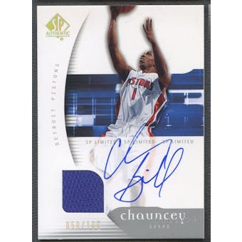 2005/06 SP Authentic #23 Chauncey Billups Limited Jersey Auto #058/100