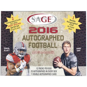 2016 Sage Autographed Football Hobby Box