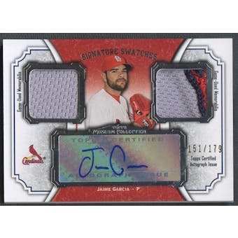 2012 Topps Museum Collection #JG Jaime Garcia Signature Swatches Dual Relic Jersey Auto #151/179