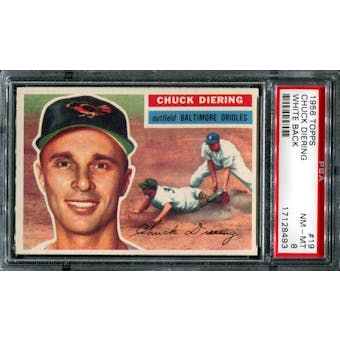 1956 Topps Baseball #19 Chuck Diering PSA 8 (NM-MT) *8493