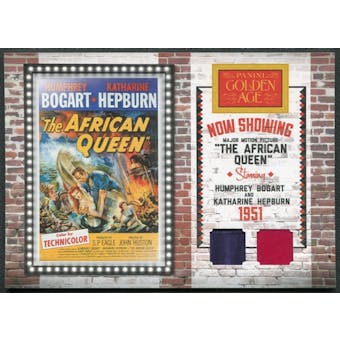 2012 Panini Golden Age Movie Posters Memorabilia #7 Humphrey Bogart Katharine Hepburn 82/99
