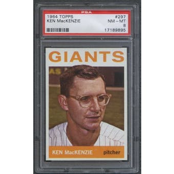 1964 Topps Baseball #297 Ken MacKenzie PSA 8 (NM-MT) *9895
