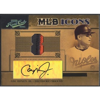 2005 Prime Cuts #9 Cal Ripken MLB Icons Signature Material Jersey Number Patch Auto #06/25