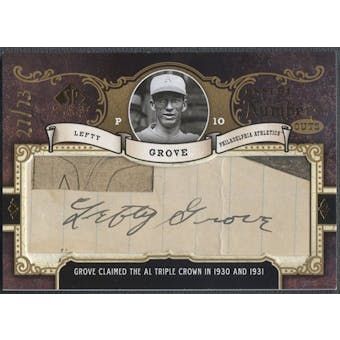 2007 SP Legendary Cuts #GR Lefty Grove Inside the Numbers Cuts Auto #27/73