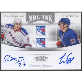 2011/12 Panini Contenders #10 Ryan McDonagh & Tim Erixon NHL Ink Duals Auto #127/300