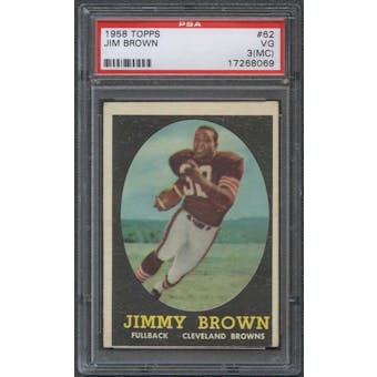 1958 Topps Football #62 Jim Brown Rookie PSA 3 (VG) (MC) *8069