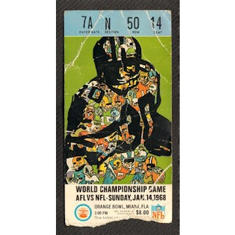 Super Bowl II Green Bay Packers vs Oakland Raiders Ticket Stub (1/14/1968)