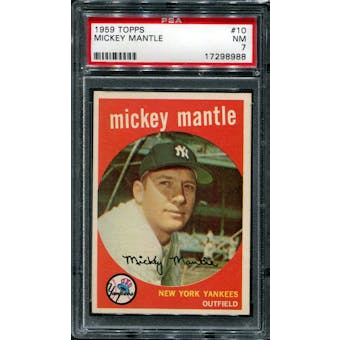 1959 Topps Baseball #10 Mickey Mantle PSA 7 (NM) *8988