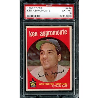 1959 Topps Baseball #424 Ken Aspromonte PSA 6 (EX-MT) *7303