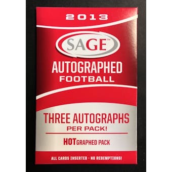 2013 Sage Autographed Football Hobby HOT Graphed Pack
