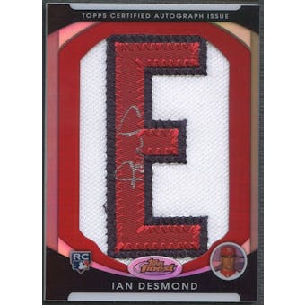 2010 Finest #164 Ian Desmond Red Refractor Rookie Letter "E" Patch Auto #2/5