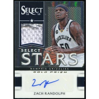 2012/13 Panini Select Select Stars Jersey Prime Patch Autographs Prizms Gold #4 Zach Randolph 9/10