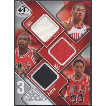 2009/10 SP Game Used #3SHDP Scottie Pippen Derrick Rose Luol Deng 3 Star Swatches Jersey #081/299