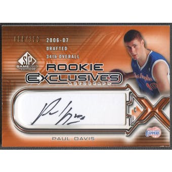 2006/07 SP Game Used #PD Paul Davis Rookie Exclusive Auto #099/100