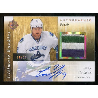 2011/12 Ultimate Rookies Cody Hodgson 4 color Patch Auto # 8/25 Hard Signed