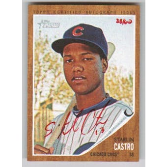 2011 Topps Heritage Starlin Castro RED Autograph Short-Print # 38/62 odds 1: 700 packs