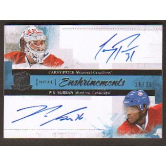 2010/11 The Cup Dual Enshrinements Carey Price / PK Subban # 26/35 HARD SIGNED