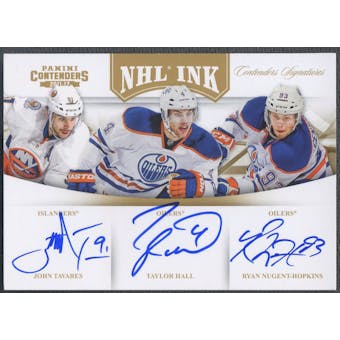 2011/12 Panini Contenders #9 John Tavares Taylor Hall & Ryan Nugent-Hopkins NHL Ink Gold Auto #05/10