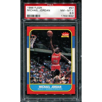 1986/87 Fleer Basketball #57 Michael Jordan Rookie PSA 8.5 (NM-MT+) *1632