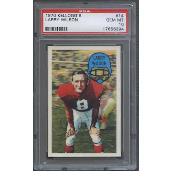 1970 Kellogg's Football #14 Larry Wilson PSA 10 (GEM MT) *6394
