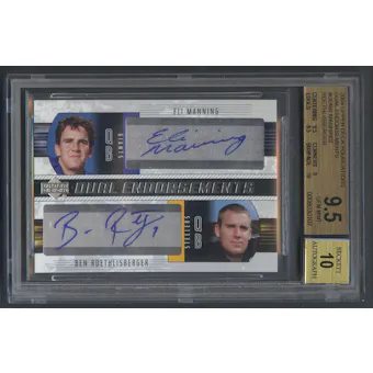 2004 Upper Deck Foundations #DEMR Eli Manning & Ben Roethlisberger Dual Endorsements Rookie Auto BGS 9.5