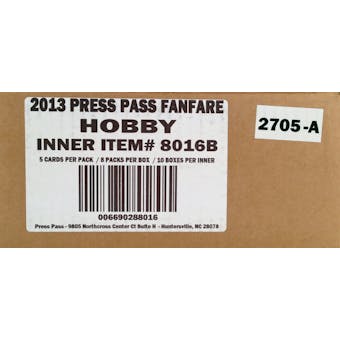 2013 Press Pass Fanfare Racing Hobby 10-Box Case