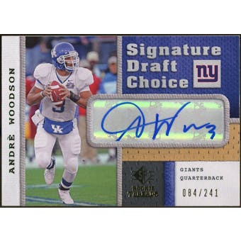 2008 Upper Deck SP Rookie Threads Signature Draft Choice #SDCAW Andre Woodson Autograph /241
