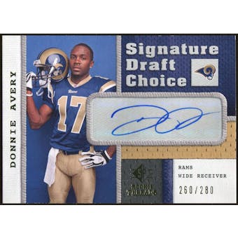 2008 Upper Deck SP Rookie Threads Signature Draft Choice #SDCDA Donnie Avery Autograph /280