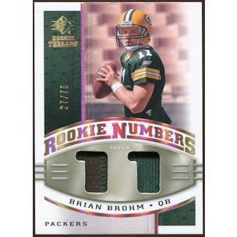 2008 Upper Deck SP Rookie Threads Rookie Numbers Holofoil Patch #RNBB Brian Brohm /75