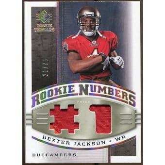 2008 Upper Deck SP Rookie Threads Rookie Numbers Holofoil Patch #RNDX Dexter Jackson /75