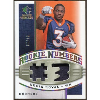 2008 Upper Deck SP Rookie Threads Rookie Numbers Holofoil Patch #RNER Eddie Royal /75