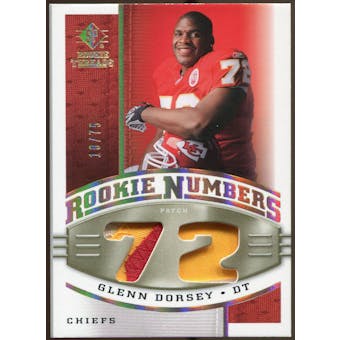 2008 Upper Deck SP Rookie Threads Rookie Numbers Holofoil Patch #RNGD Glenn Dorsey /75