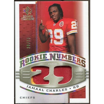2008 Upper Deck SP Rookie Threads Rookie Numbers Holofoil Patch #RNJC Jamaal Charles /75