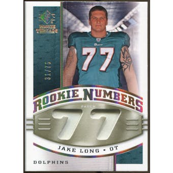 2008 Upper Deck SP Rookie Threads Rookie Numbers Holofoil Patch #RNJL Jake Long /75