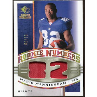 2008 Upper Deck SP Rookie Threads Rookie Numbers Holofoil Patch #RNMM Mario Manningham /75