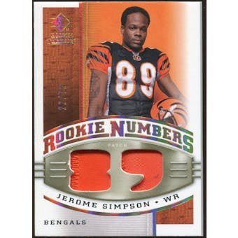 2008 Upper Deck SP Rookie Threads Rookie Numbers Holofoil Patch #RNSI Jerome Simpson /75